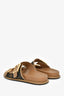Fendi Zucca Canvas/Brown Leather 'Feel' Slides Size 37