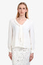 Reformation White Tie Front 'Anaya' Blouse Size L