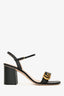 Gucci Black Leather Marmont Ankle Strap Block Heels Size 39.5