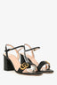 Gucci Black Leather Marmont Ankle Strap Block Heels Size 39.5