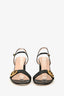 Gucci Black Leather Marmont Ankle Strap Block Heels Size 39.5