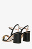 Gucci Black Leather Marmont Ankle Strap Block Heels Size 39.5
