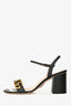 Gucci Black Leather Marmont Ankle Strap Block Heels Size 39.5