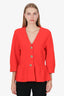 St. John Red Peplum V-Neck Blazer Size 16
