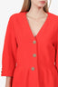 St. John Red Peplum V-Neck Blazer Size 16