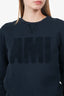Ami Navy Blue Cotton Crewneck Sweater Size S