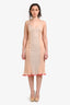 Fendi Peach Silk Sheer Ruffle Trim Midi Dress Size 4