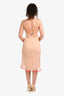 Fendi Peach Silk Sheer Ruffle Trim Midi Dress Size 4