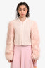Fendi Light Pink Mohair/Silk Zip Sweater Size 40