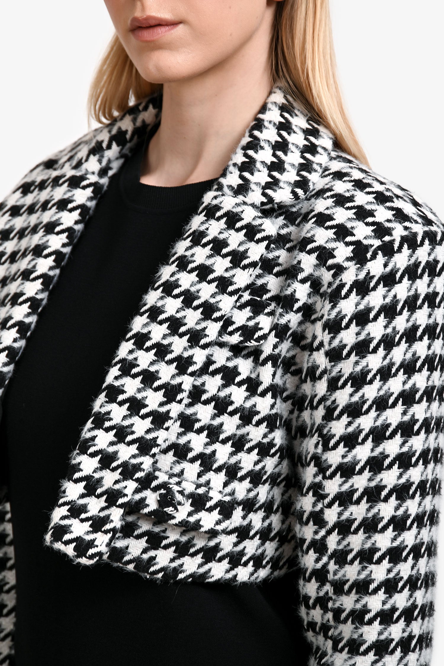 For Love & Lemons Black/White Houndstooth Cropped Jacket Size M
