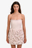 Yvon Pink 'Zinnia' Tweed Rose Patterned Mini Dress Size Size M