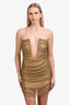 Giuseppe di Morabito Gold Crystal Mesh V-Neck Mini Dress Size M/L