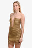 Giuseppe di Morabito Gold Crystal Mesh V-Neck Mini Dress Size M/L