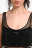 Prada 2022 Black Rhinestone Cropped Double Lined Tank Size 42