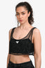 Prada 2022 Black Rhinestone Cropped Double Lined Tank Size 42