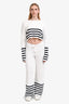 Ser.o.ya White/Navy Striped Cropped Sweater + Wide Leg Pant Set Size M