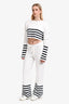 Ser.o.ya White/Navy Striped Cropped Sweater + Wide Leg Pant Set Size M