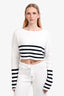 Ser.o.ya White/Navy Striped Cropped Sweater + Wide Leg Pant Set Size M