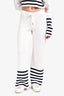 Ser.o.ya White/Navy Striped Cropped Sweater + Wide Leg Pant Set Size M