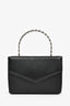 Amina Muaddi Black Leather Crystal Super Mini Top Handle Bag