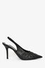 Britt Netta Black Rouched Leather Pointed Slingback Heels Size 38.5