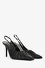 Britt Netta Black Rouched Leather Pointed Slingback Heels Size 38.5