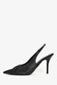 Britt Netta Black Rouched Leather Pointed Slingback Heels Size 38.5
