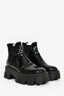 Prada Black Patent Monolith Ankle Boots Size 38