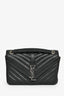Saint Laurent Black Chevron Leather College Bag