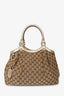 Gucci Beige/Gold Leather Trim GG Canvas Medium Sukey Tote Bag