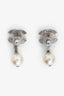 Pre-Loved Chanel™ 2012 Silver Tone CC Logo Drop Pearls Earrings