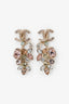 Pre-Loved Chanel™ 2016 Gold Tone Multicolour Strass CC Logo Drop Earrings