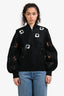 Pre-Loved Chanel™ 2018 Black Camellia Cut Out Bomber Jacket Size 34
