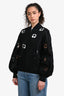 Pre-Loved Chanel™ 2018 Black Camellia Cut Out Bomber Jacket Size 34