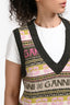 Ganni Grey/Multicolour Wool Patterned Sweater Vest Size S