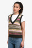 Ganni Grey/Multicolour Wool Patterned Sweater Vest Size S