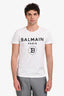 Balmain White Cotton Logo T-Shirt Size M Mens