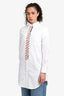 Thom Browne White Button Down Stripe Tie Detail Shirt 38