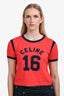 Celine Red Cotton Navy '16' Graphic Baby T-Shirt Size S