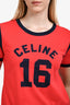 Celine Red Cotton Navy '16' Graphic Baby T-Shirt Size S