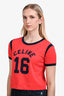 Celine Red Cotton Navy '16' Graphic Baby T-Shirt Size S