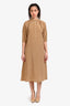 Celine Brown Printed Silk Quarter Sleeve Dress Size 34