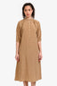 Celine Brown Printed Silk Quarter Sleeve Dress Size 34