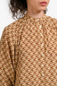 Celine Brown Printed Silk Quarter Sleeve Dress Size 34