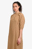 Celine Brown Printed Silk Quarter Sleeve Dress Size 34