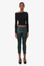 The Row Green Lambskin Straight Leg Pants Size L