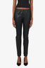 The Row Black Leather Quilted Leg Pants Size M
