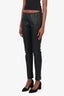 The Row Black Leather Quilted Leg Pants Size M