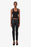 The Row Black Leather Quilted Leg Pants Size M