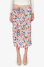 Marni Purple/Multicolour Silk Tulip Print Midi Skirt Size 42